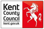 Kent County Council logo. Shows red background with a white rearing