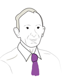 image of John an older man wearing a purple tie