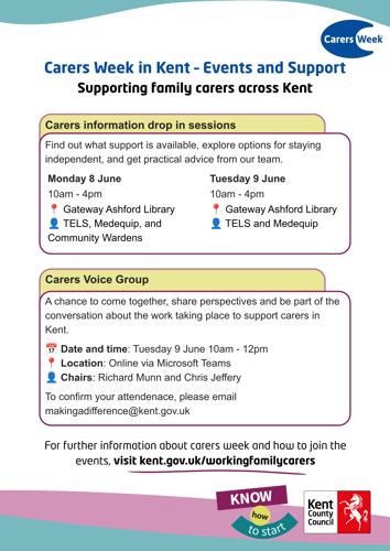 Carers week in Kent-events and support