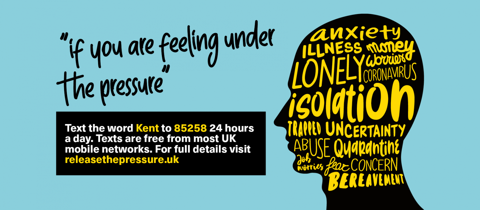 If you're feeling under the pressure text the word Kent to 85258 for help