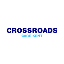 Crossroads Care Kent logo. In two different shades of blue and in a rounded style font